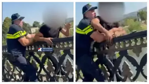 პოლიციელებმა გადაარჩინეს კაცი, რომელიც ხიდიდან ხტებოდა